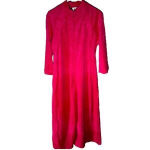 Tiffany Loungewear Housecoat Velour Long Sleeved Mandarin Collar Pink Small